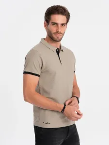 Ombre Men's cotton polo shirt - light brown #3050837
