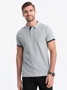 Ombre Men's cotton polo shirt - light grey #3040453
