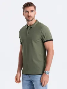 Ombre Men's cotton polo shirt - olive