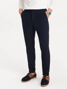 Ombre Men's pants with elastic waistband in delicate check - navy blue #2517890