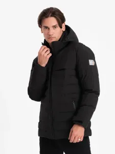 Ombre Men's winter jacket with detachable hood - black #3040947