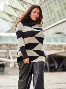 Beige-black patterned sweater ONLY CARMAKOMA Kash - Women #808587