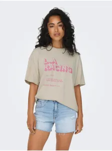 Beige Women's Oversize T-Shirt ONLY Lina - Women #2541593