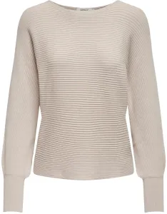 Beige Women's Ribbed Sweater with Bat Sleeves ONLY Adaline - Women #113031