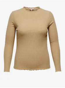 Beige Women's Ribbed T-Shirt ONLY CARMAKOMA Ally - Women #995966