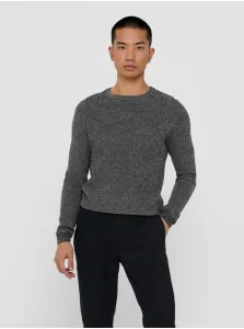 Black Annealed Ribbed Sweater ONLY & SONS Dennis - Men