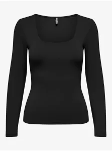 Black Womens Basic Long Sleeve T-Shirt ONLY Lea - Women #2426071