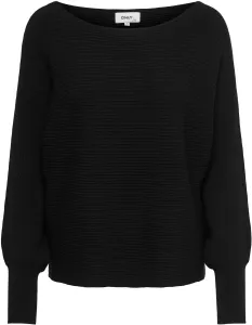 Black Women's Ribbed Sweater with Bat Sleeves ONLY Adaline - Women