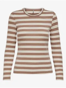 Brown-White Women's Striped T-Shirt ONLY Villa - Women #1811787