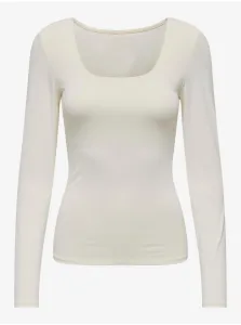 Cream Women's Basic Long Sleeve T-Shirt ONLY Lea - Women #2423914
