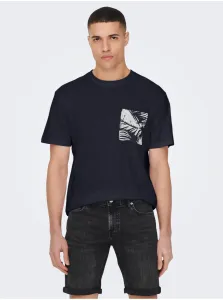 Dark blue men's T-shirt ONLY & SONS Perry - Men #1771274