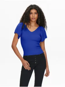 Dark blue women's ribbed T-shirt ONLY Leelo - Women #1560350