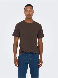 Dark brown men's basic T-shirt ONLY & SONS Matt - Men #2329071
