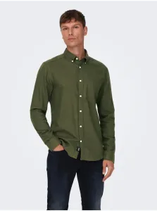 Dark green men's shirt ONLY & SONS Gudmund - Men #2832461