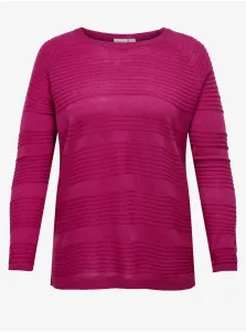 Dark pink women's ribbed sweater ONLY CARMAKOMA Airplain - Ladies #2381782