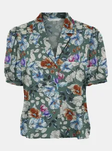 Green Floral Short Sleeve Shirt ONLY-Nova - Women #992094