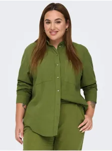 Green Ladies Linen Shirt ONLY CARMAKOMA Caro - Ladies