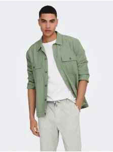 Green Men's Outerwear with Linen ONLY & SONS Kennet - Men