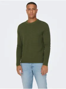 Khaki Mens Ribbed Sweater ONLY & SONS Niguel - Men #2664982