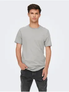 Light Grey Annealed Basic T-Shirt ONLY & SONS Benne - Men #937989