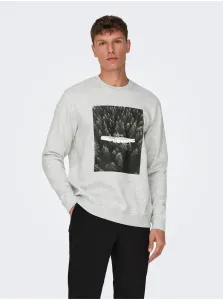 Light grey mens brindle sweatshirt ONLY & SONS Oren - Men #2840578