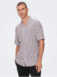 ONLY & SONS Pink-White Mens Striped Short Sleeve Shirt ONLY & SON - Men #1750266