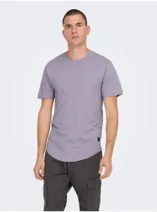 Purple Mens Extended Basic T-Shirt ONLY & SONS Matt - Men #1511972