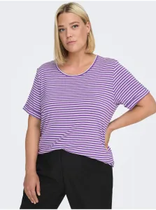 Purple Women's Striped T-Shirt ONLY CARMAKOMA Nanna - Women #2265916
