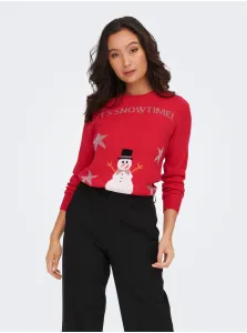 Red Women's Sweater with Christmas motif ONLY Xmas Happy - Women #913738