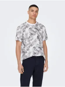 White Mens Patterned T-Shirt ONLY & SONS Perry - Men #1771336