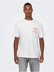 White Men's Short Sleeve T-Shirt ONLY & SONS Pink Floyd - Men #2830493