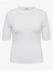 White Women's Ribbed T-Shirt ONLY CARMAKOMA Ally - Women #1771386