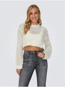 Women's cream perforated short sweater ONLY Smilla - Women