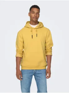 Yellow Mens Basic Hoodie ONLY & SONS Ceres - Men #1512076