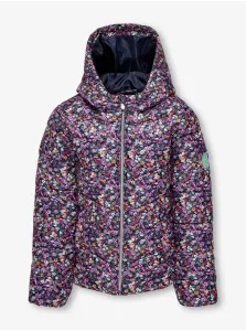 Dark blue girly floral quilted jacket ONLY New Talia - Girls