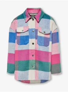 Pink-cream girly plaid shirt jacket ONLY Maci - Girls #1753821