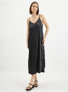 Black Ladies Satin Midisat Shoulder Dresses ONLY Cosmo - Ladies #913645