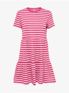Dark pink ladies striped dress ONLY May - Women #2254957