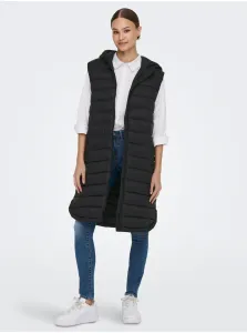 Black Ladies Long Quilted Vest ONLY Melody - Ladies #2541669
