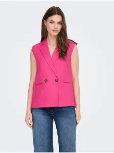 Dark pink women's linen vest ONLY Caro - Ladies