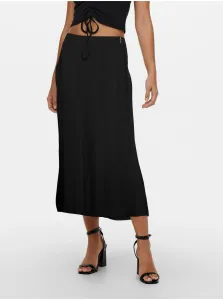 Black Ladies Satin Maxi Skirt ONLY Mayra - Women