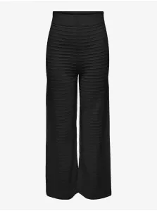 Black Women's Ribbed Wide Trousers ONLY Cata - Women