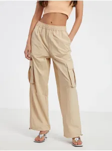 Beige Ladies Rustle Trousers with Pockets ONLY Karin - Ladies #2230393