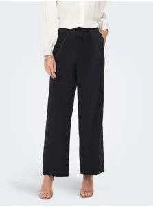 Black Womens Wide Satin Trousers ONLY Victoria - Women