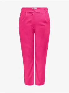 Dark pink women's linen trousers ONLY CARMAKOMA Caro - Ladies