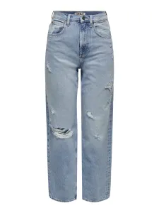 Light blue womens straight fit jeans with torn effect ONLY D - Women #512481