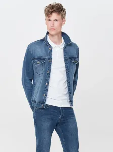Blue Denim Jacket with Embroidered Effect ONLY & SONS Coin - Men's