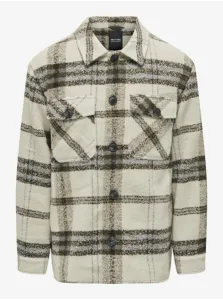 Brown-Beige Mens Checkered Shirt Jacket ONLY & SONS Cane - Men #2640265