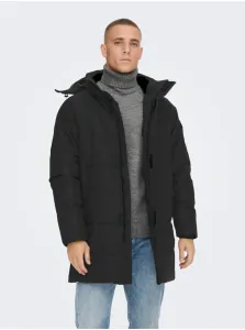 Men's Black Quilted Winter Coat ONLY & SONS Carl - Men