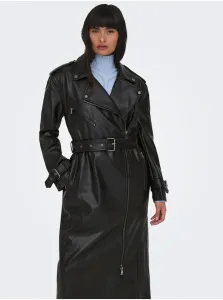 Women's black faux leather coat ONLY Freja - Women